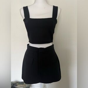 Zara Black Crop Top and Skirt Set